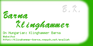 barna klinghammer business card